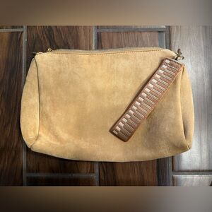 Ahdorned Suede Clutch with Wrist Strap